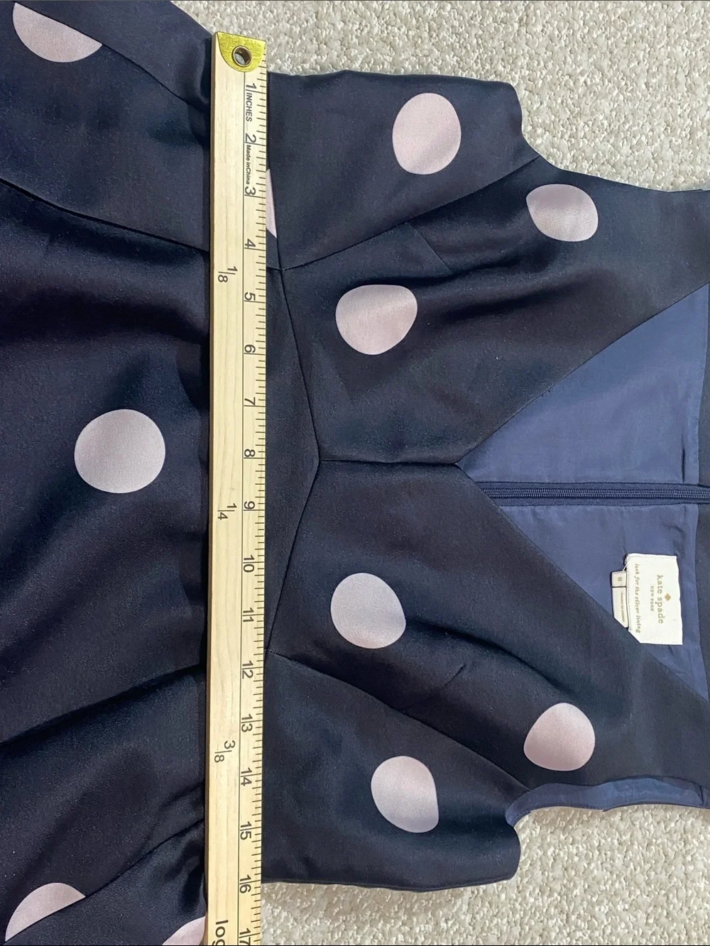 kate spade Black Midi Dress with Pink Polka Dots Size 8